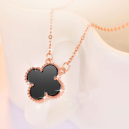 Four Leaf Clover Flower Necklace - Gold and Rose Gold – Balara Jewelry