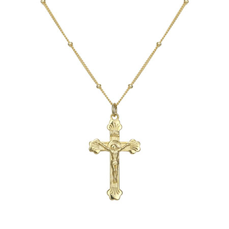 Gold Jesus Cross Pendant Necklace with Chain - JewelryEva