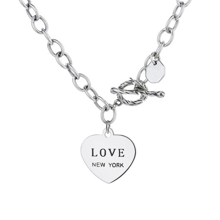 sterling silver heart toggle necklace