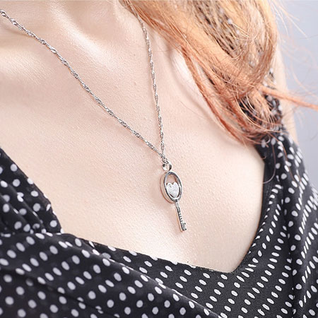 Love Locks Silver Plated Lock Key Double Necklace