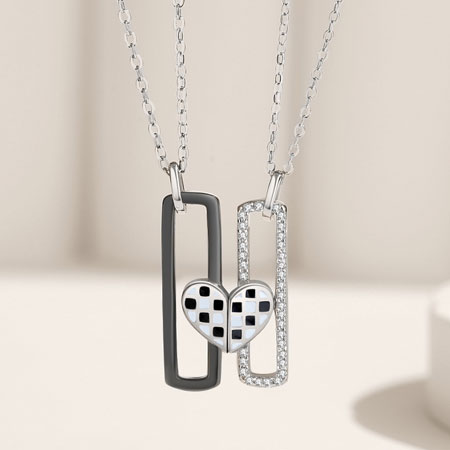 Personalized Lock And Key Couples Necklaces In Titanium