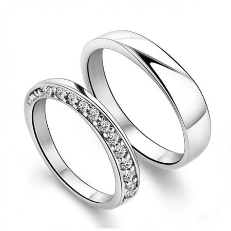 Personalized His and Hers Traditional Promise Ring or Wedding Ring Set  Couples R