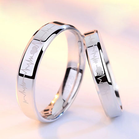 Sterling Silver Rings with Engraved Names for Couples